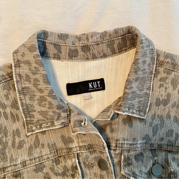 Kut from Cloth Gray Animal Leopard Print Denim Jacket - Picture 5 of 15